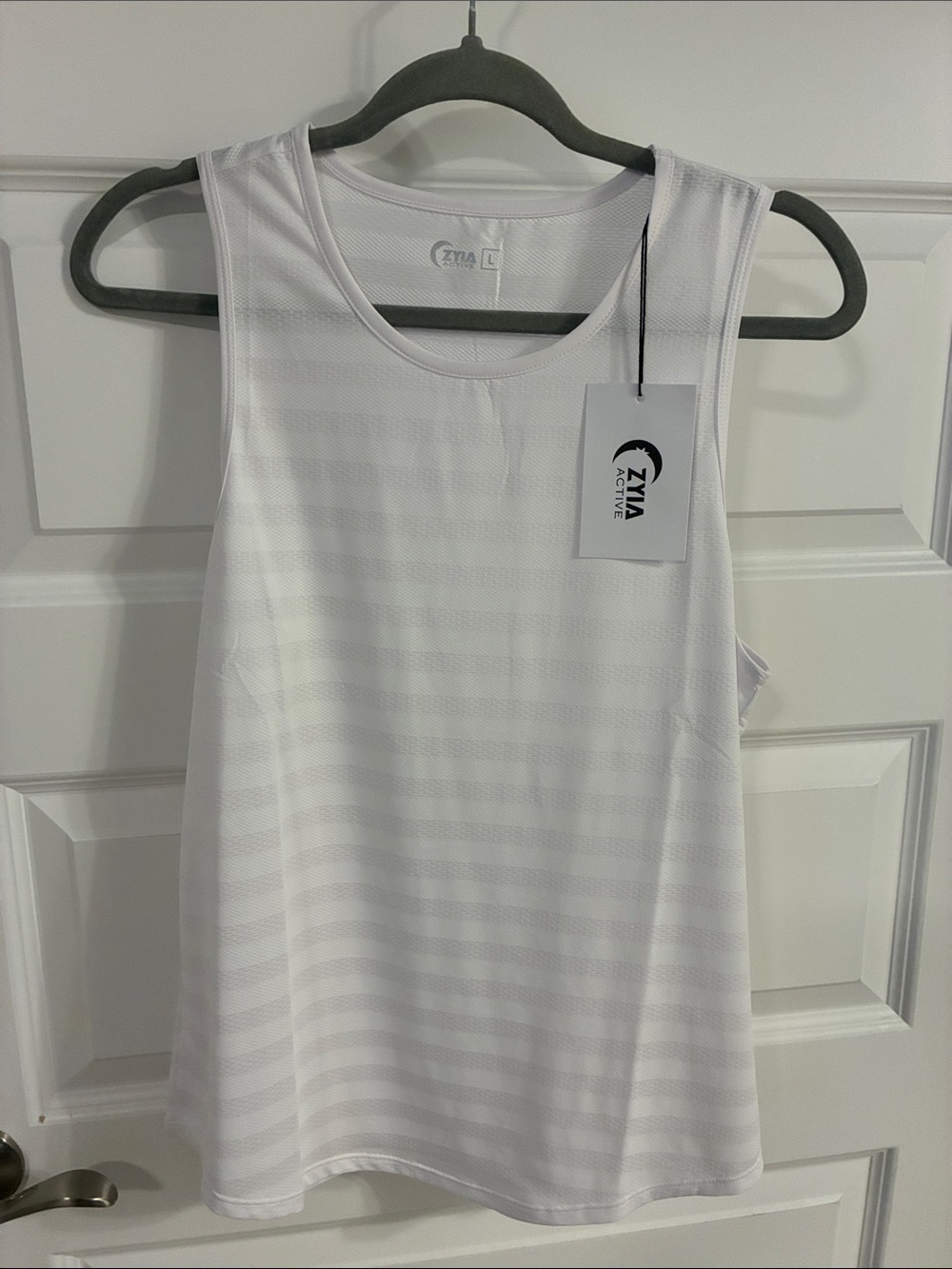 Active USA White Striped Performance Tank